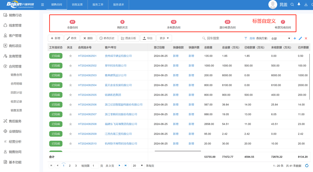 銷(xiāo)售合同列表